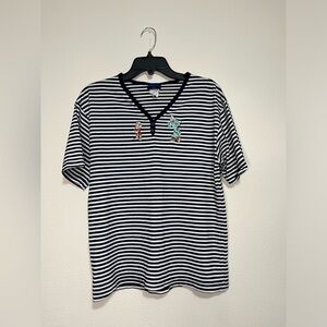 Disney Classics Size M Sleep Shirt Snow White Dwarves Striped Grumpy Jerry Leigh